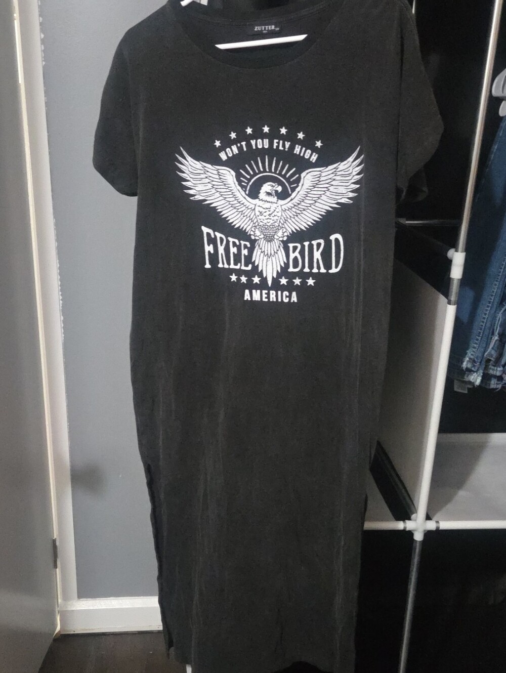 Free Bird Long Black Graphic Dress by ZUTTER
